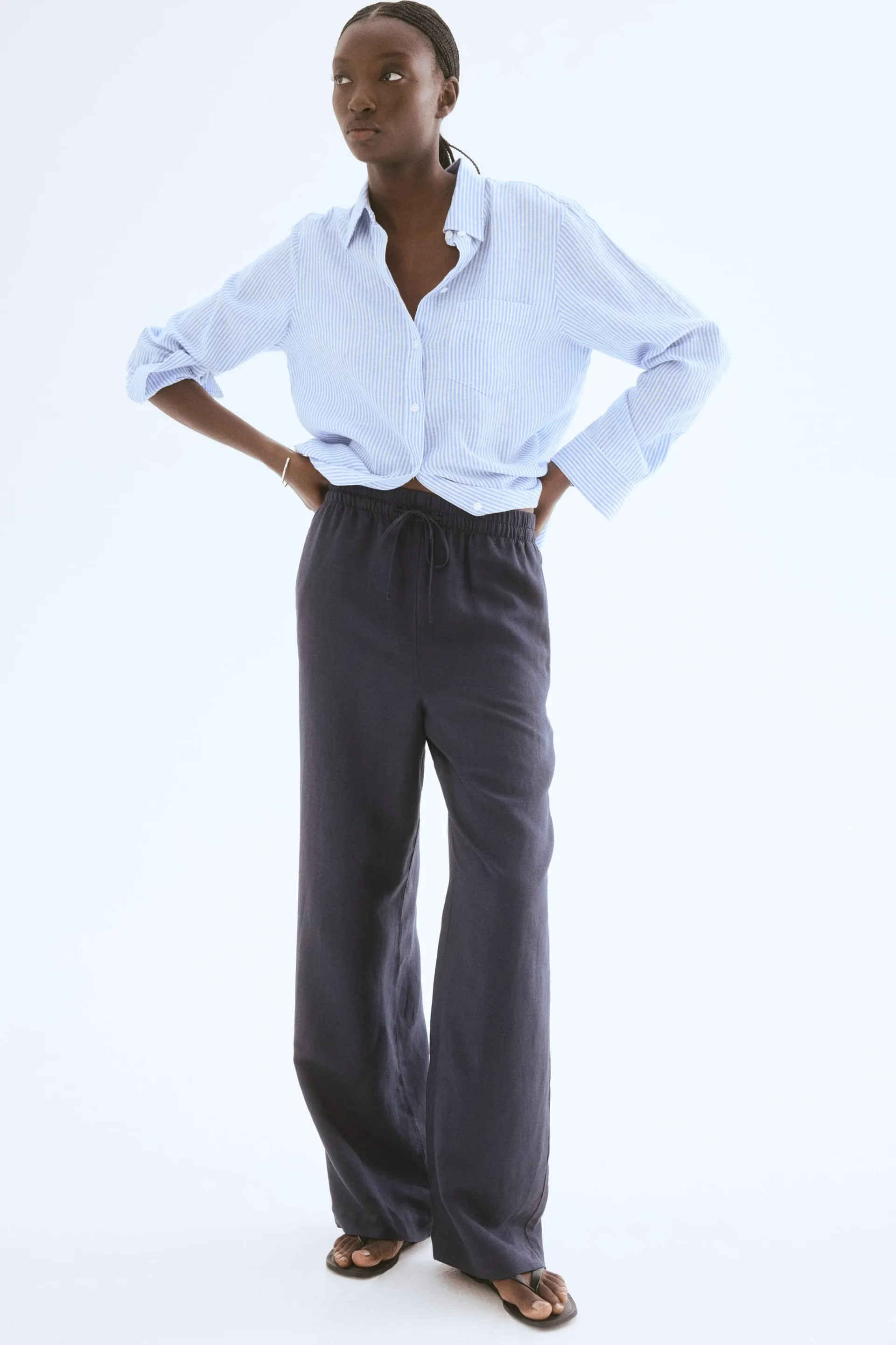 Linen-blend trousers