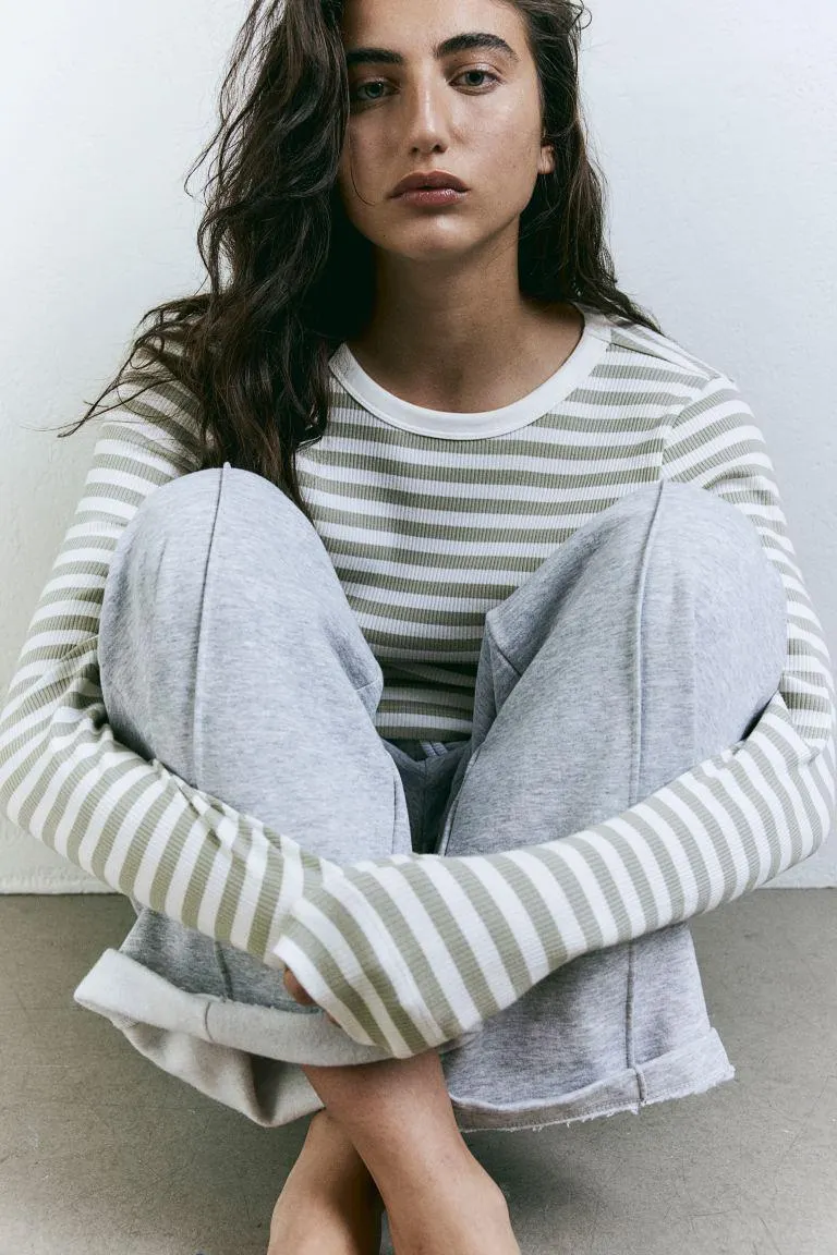 Ribbed jersey top