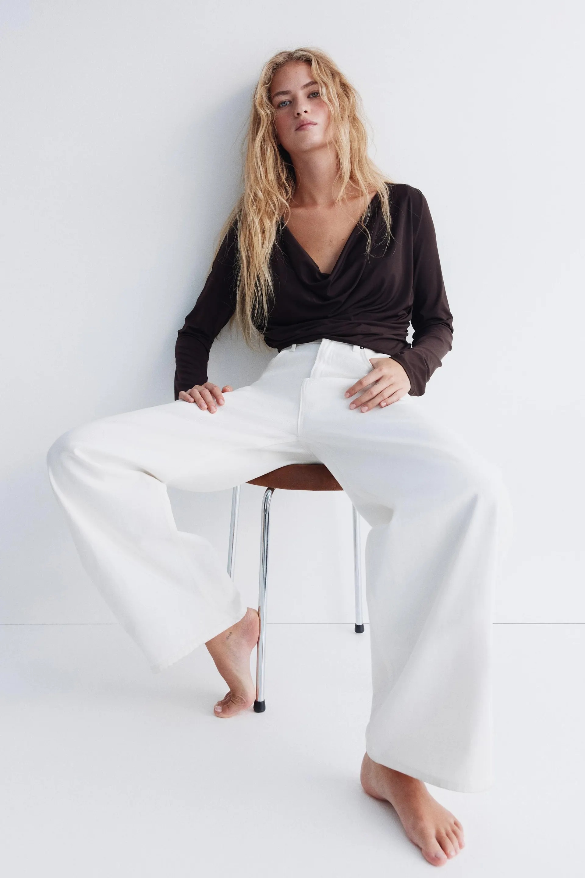 Draped jersey top