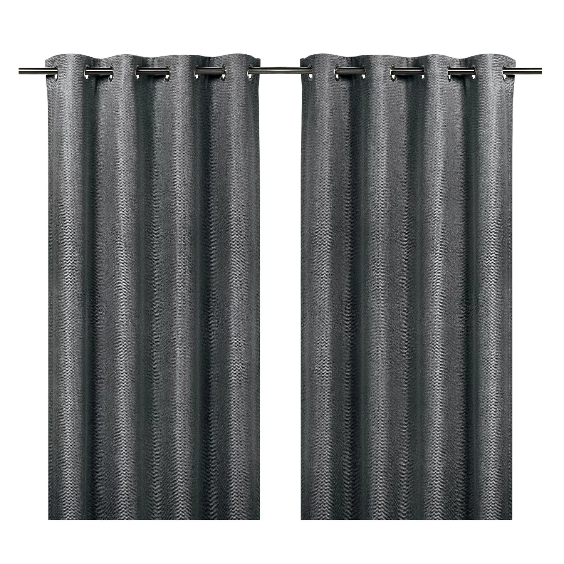 Moggo Grey Chevron Lined Eyelet Curtain (W)167cm (L)228cm, Pair