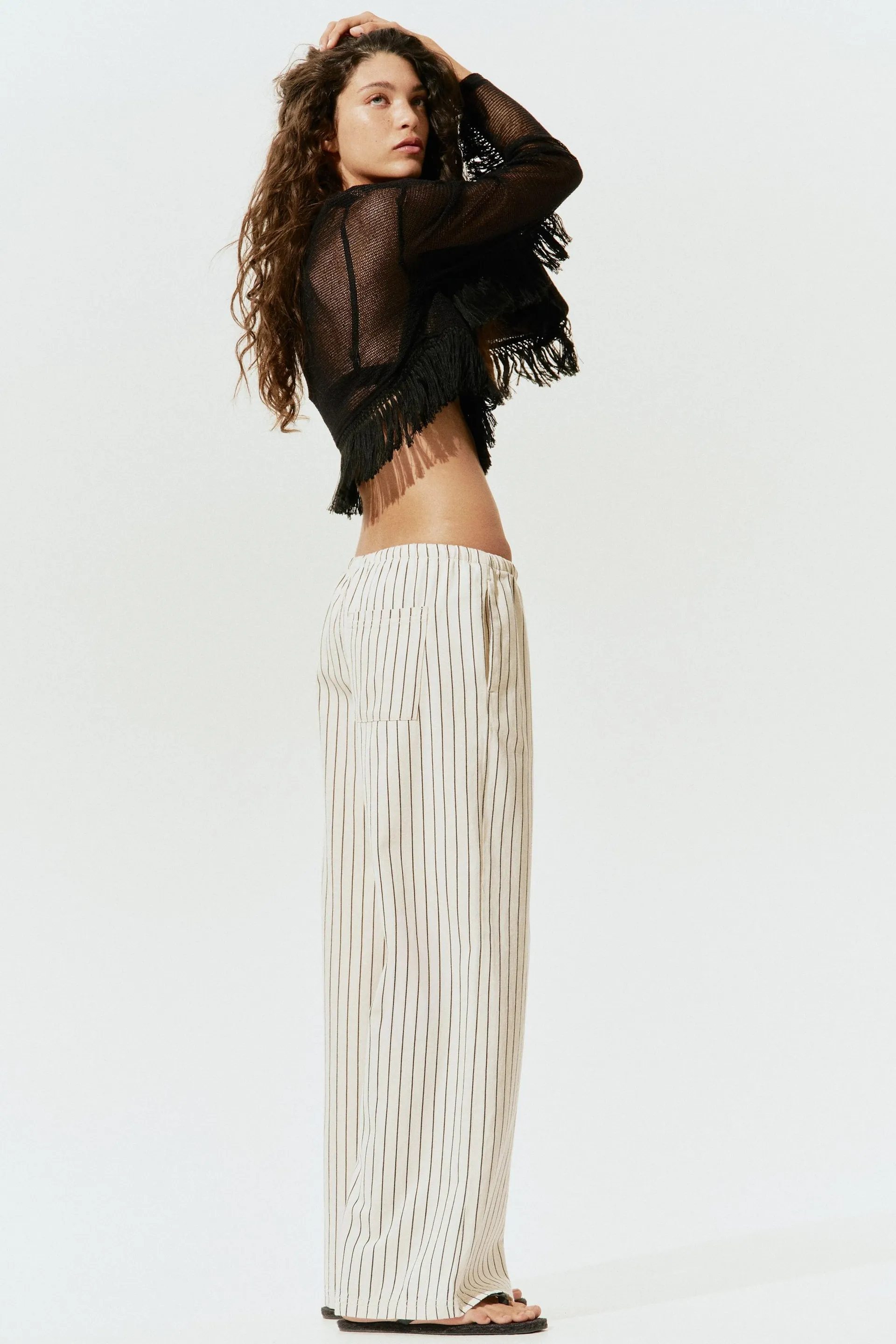 Denim drawstring trousers