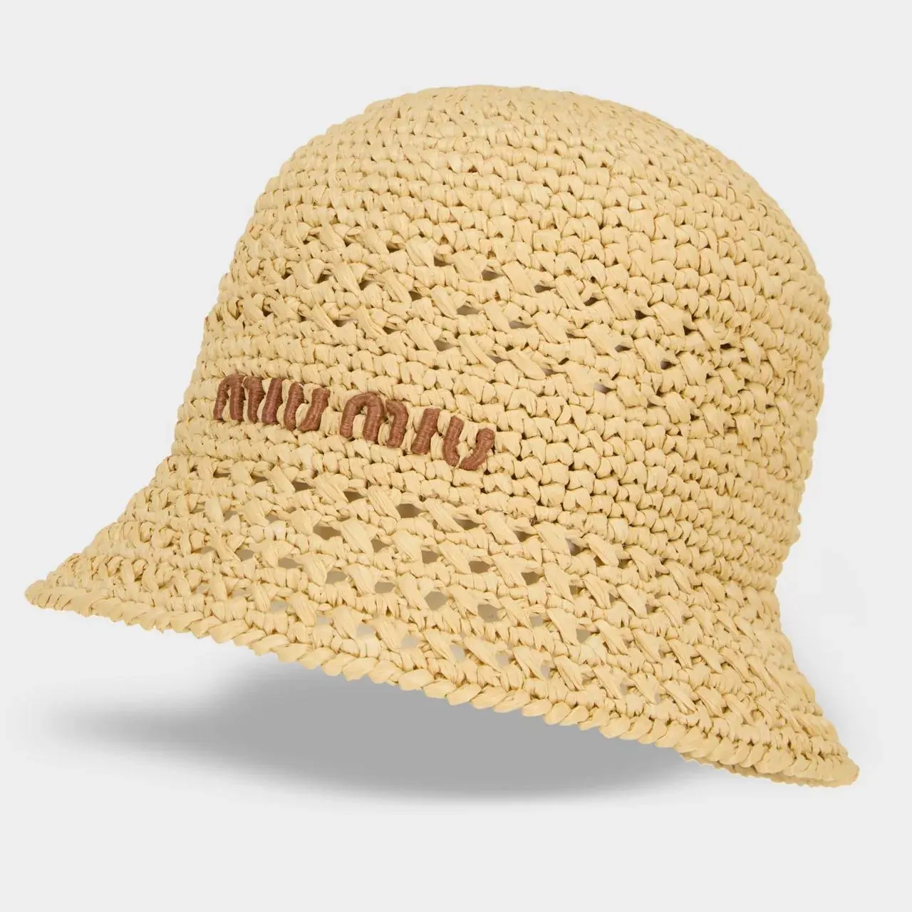 MIU MIU Logo Raffia Bucket Hat