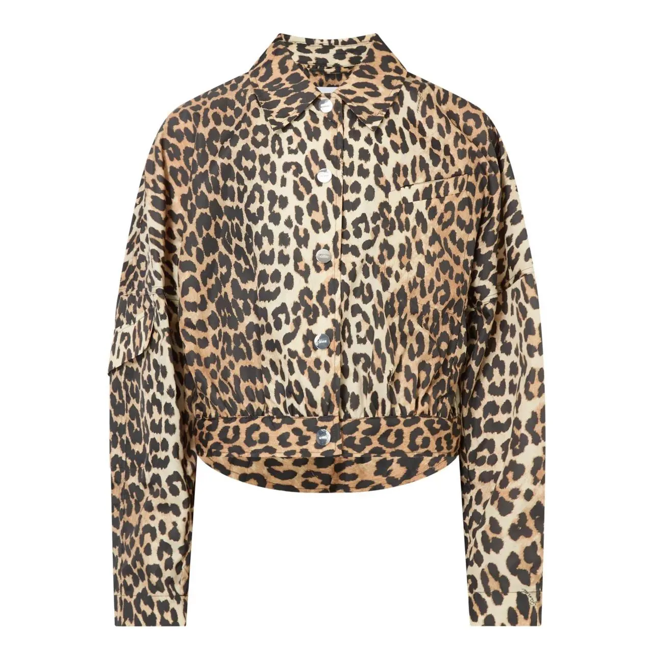 GANNI Duchess Cropped Leopard Jacket