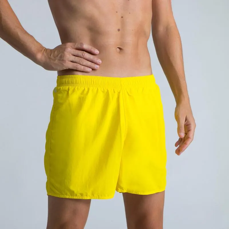 100 BASIC MEN'S SWIMMING SHORTS - YELLOW / WHITE