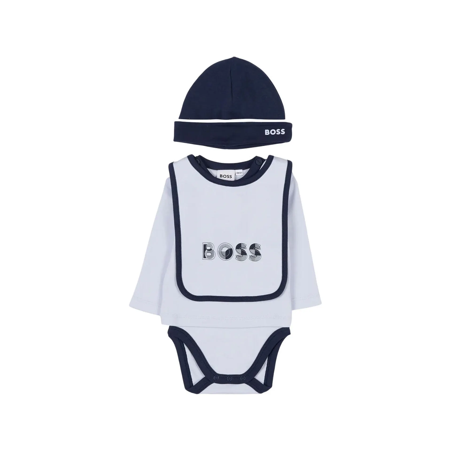 Logo Bodysuit, Bib & Hat Three-Piece Set