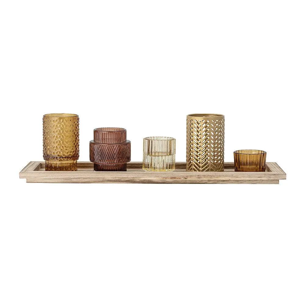 Elvina Assorted Brown Glass Votives - Set of 6