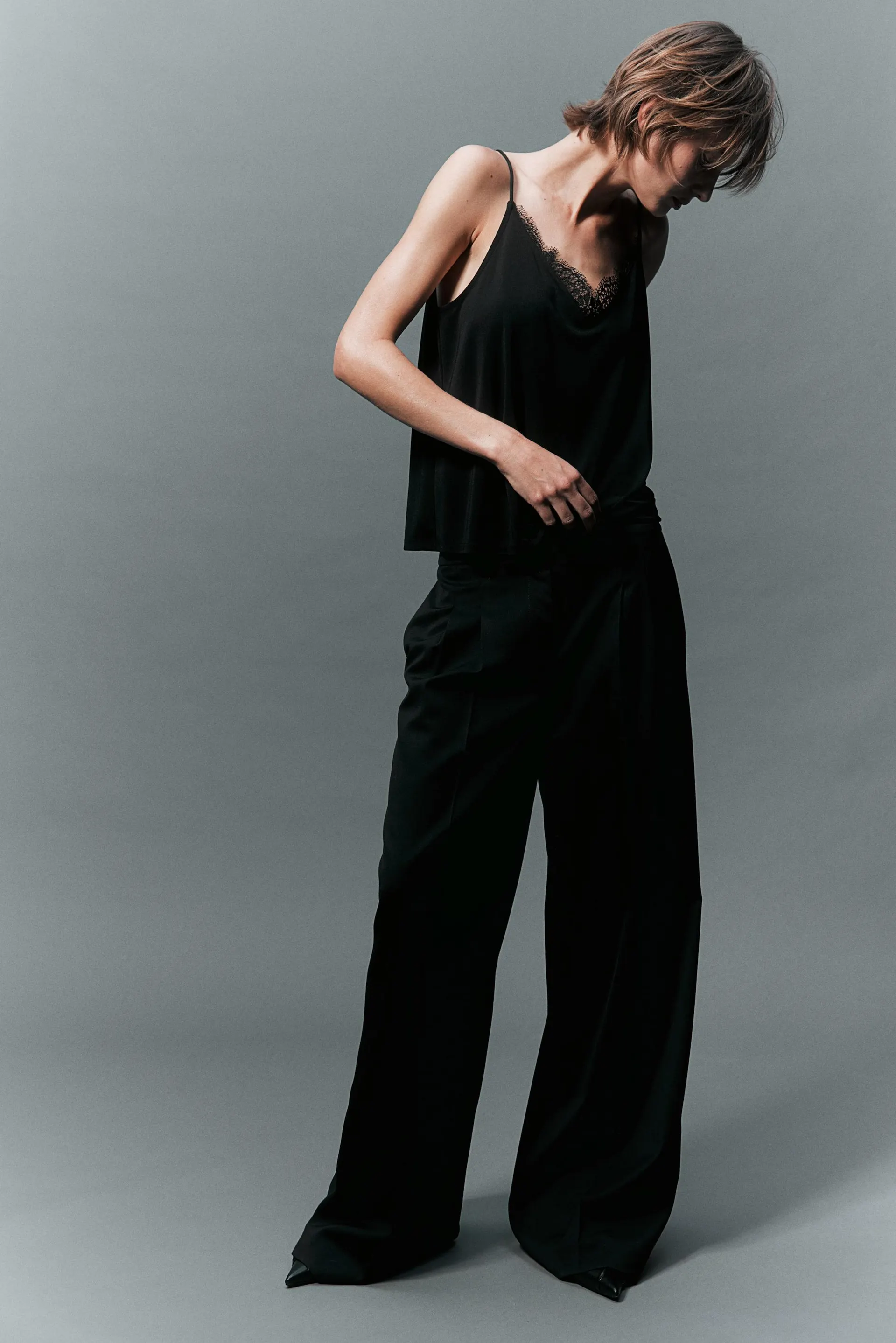 Lace-trimmed cami top