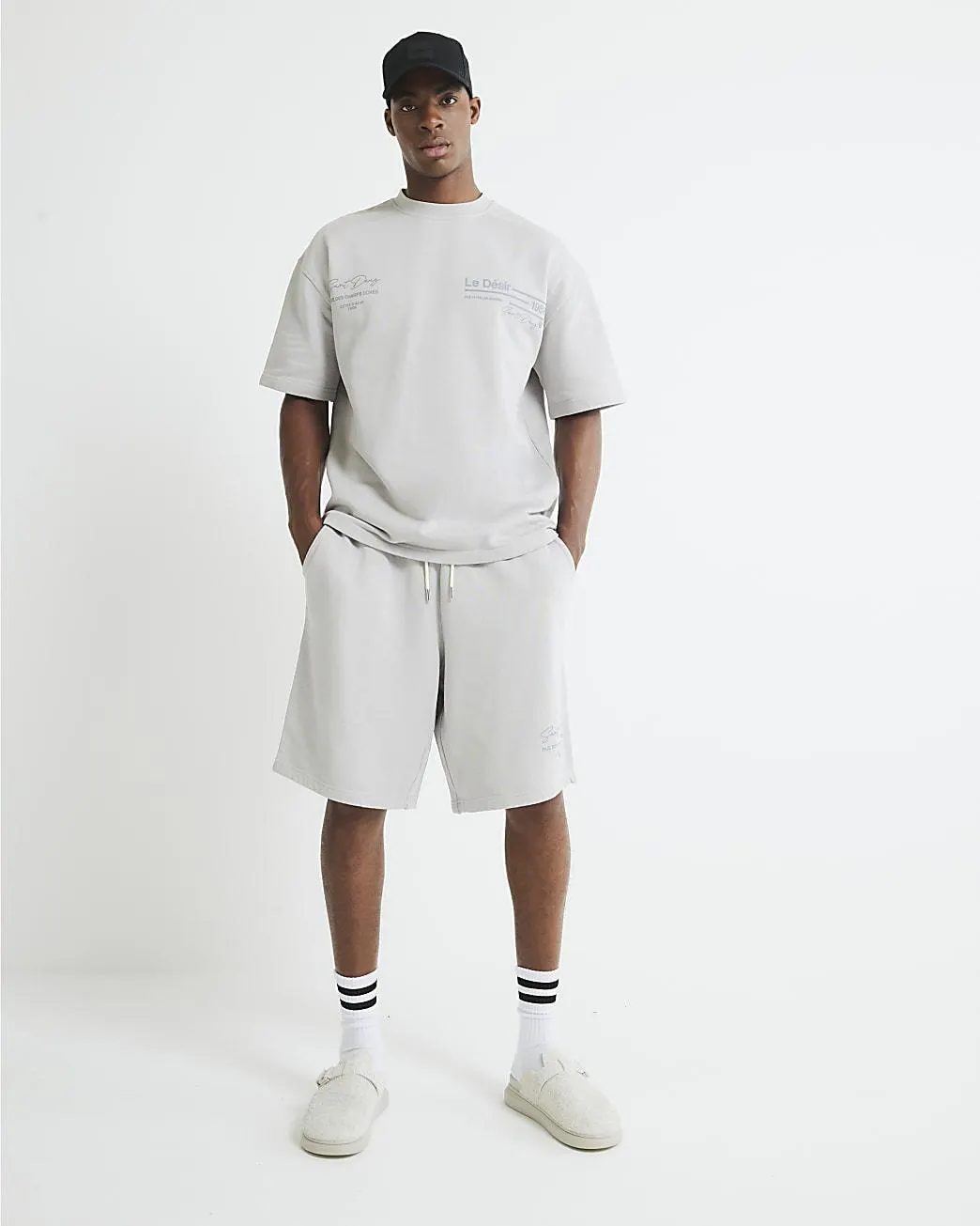 Grey Oversized Fit Le Desir Washed Jorts