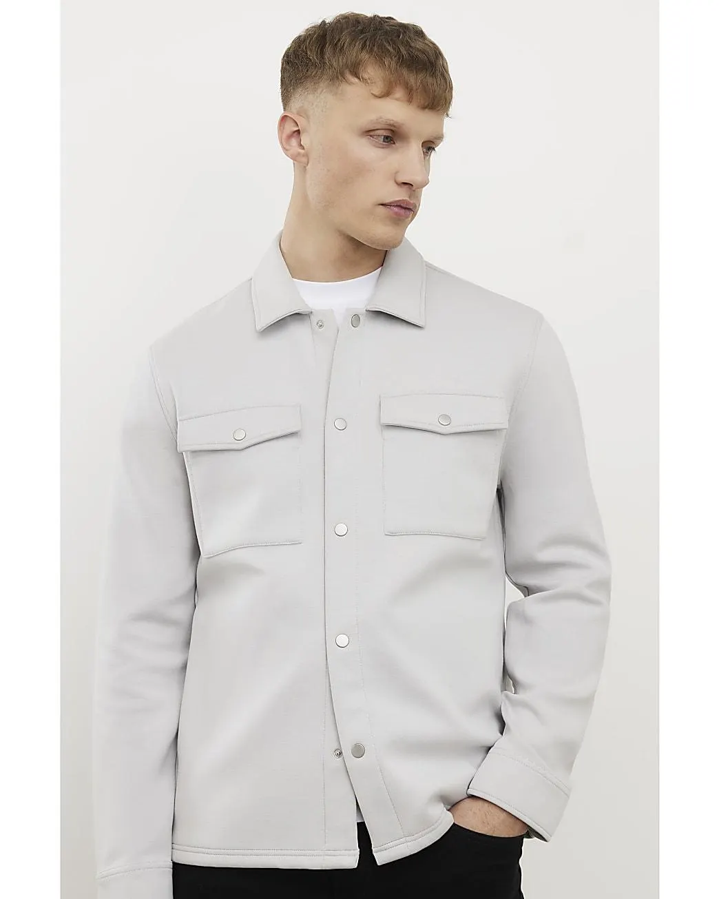 Grey Slim Fit Overshirt