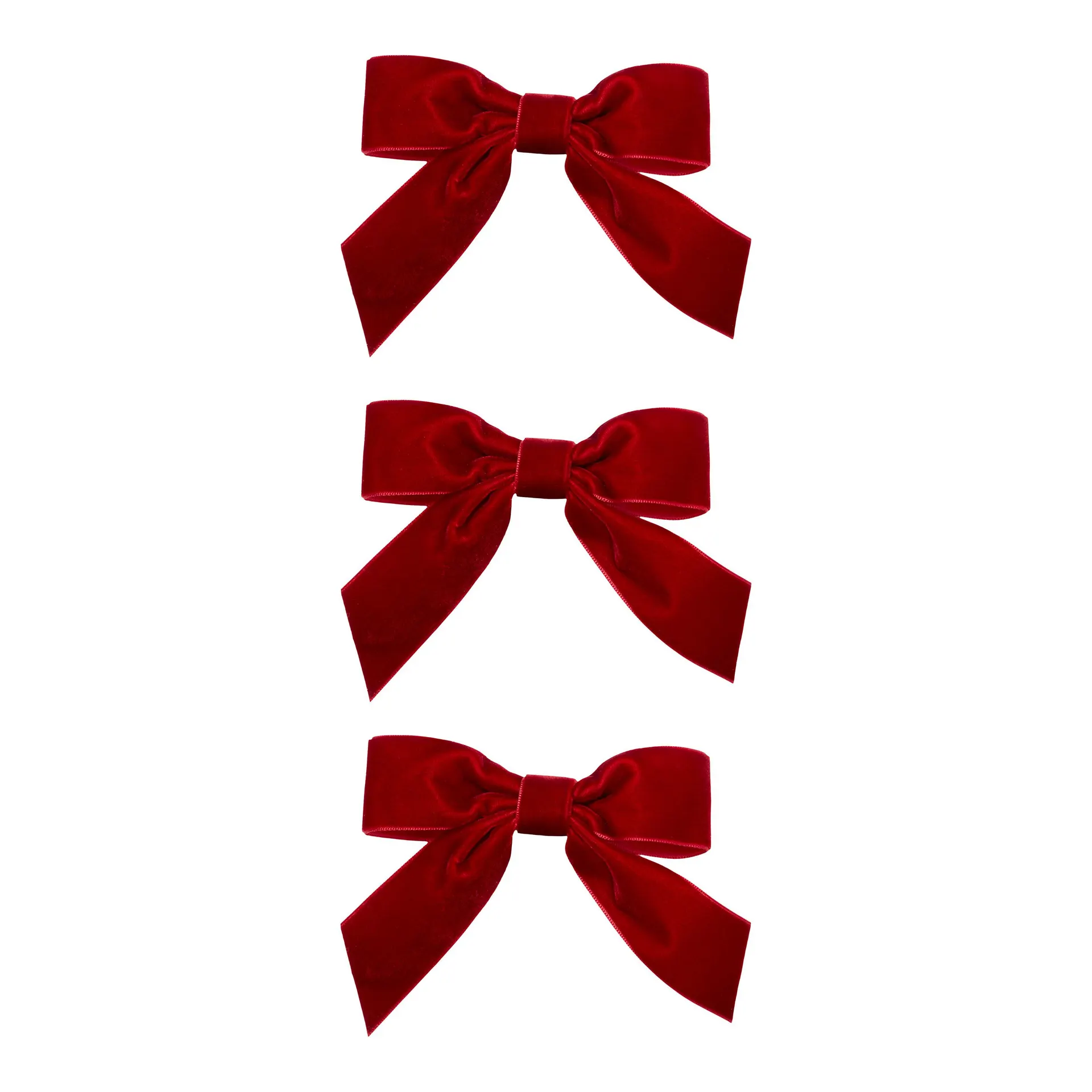 Refined classics Red Velvet effect Bow Hanging decoration set, Set of 3