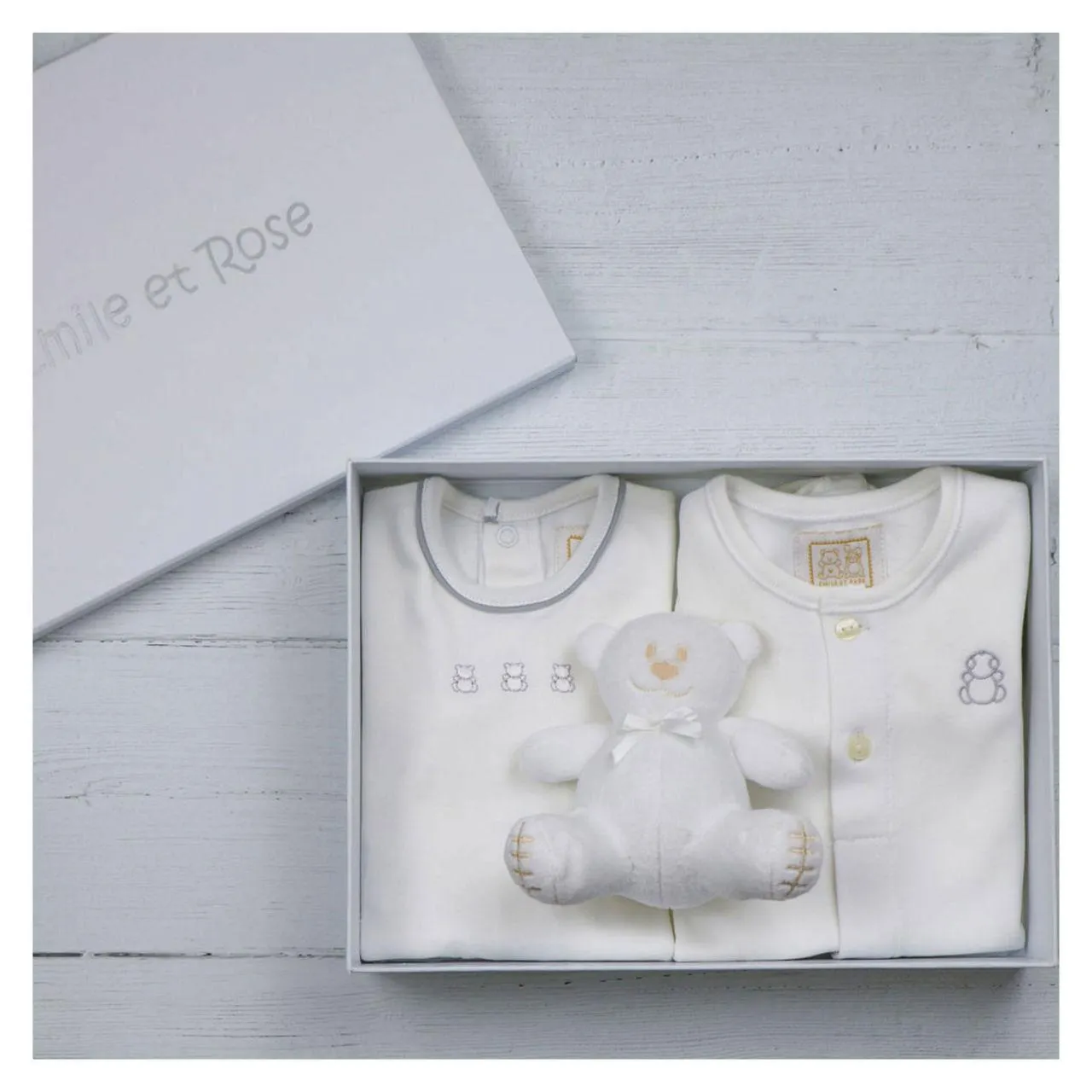 Three-Piece Assorted Bodysuits & Teddy Bear Gift Set