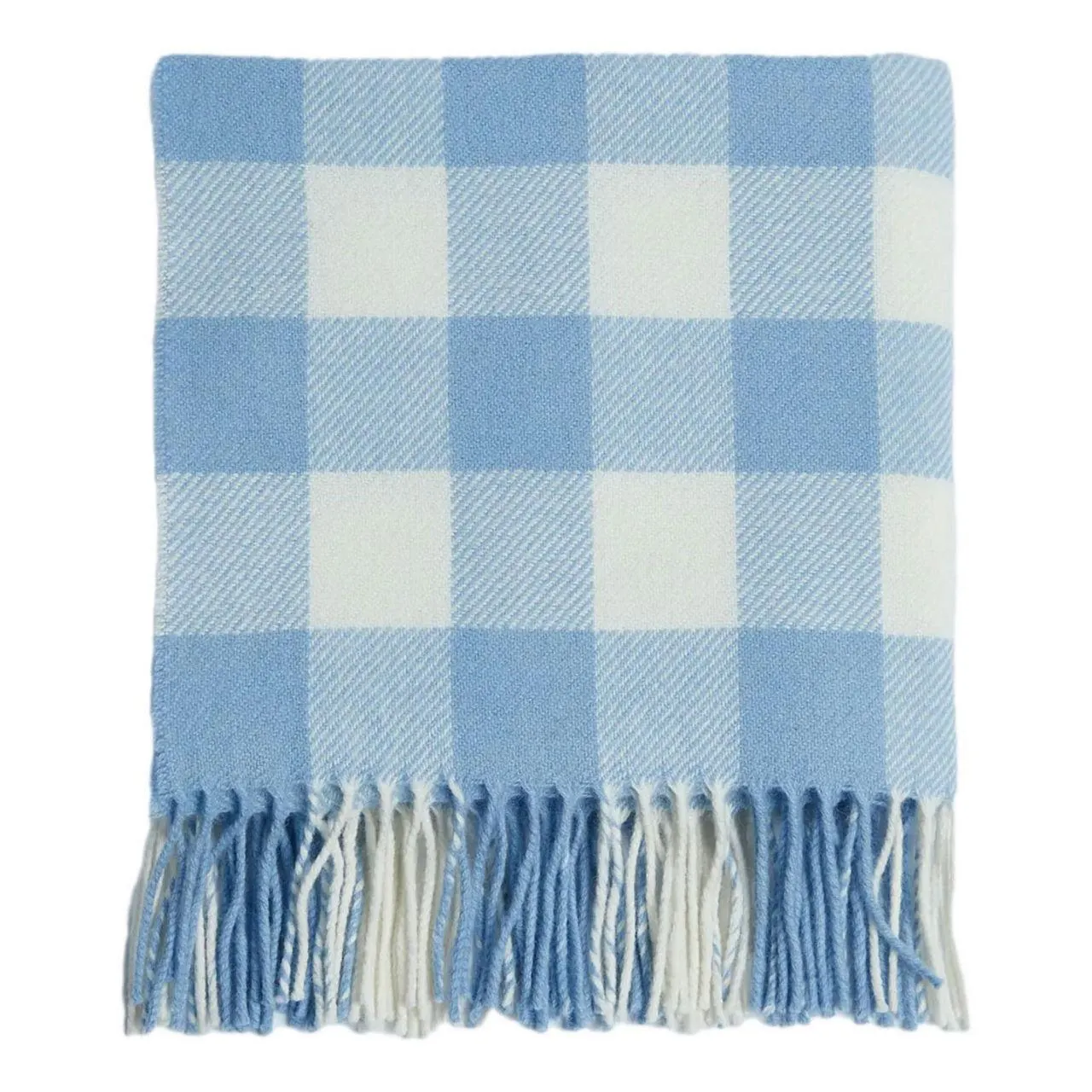 Blue Check Lambswool Baby Blanket