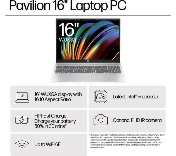 HP Pavilion 16-af0503na 16" Laptop - Intel® Core™ Ultra 7, 1 TB SSD, Silver