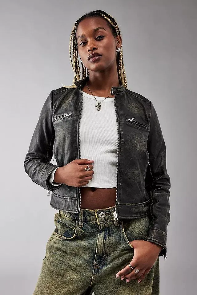 BDG Giacca Motocross in Pelle Lavata