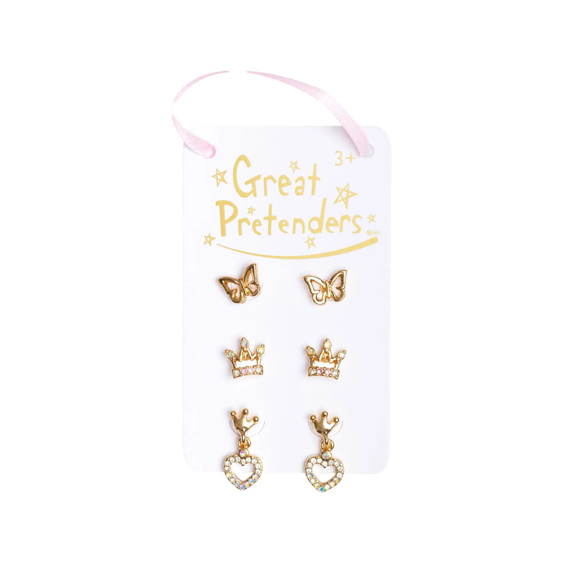 Boutique Royal Crown Studded Earrings Set of Three