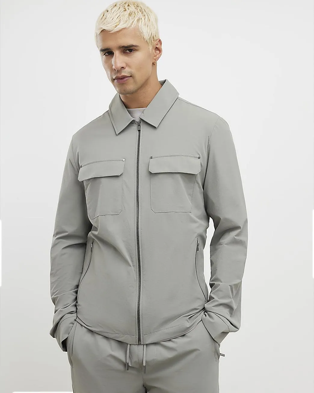 Grey Muscle Fit Shacket