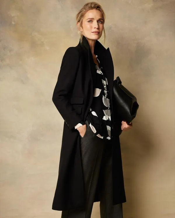 Paul Costelloe Living Studio Black Single-Breasted Coat