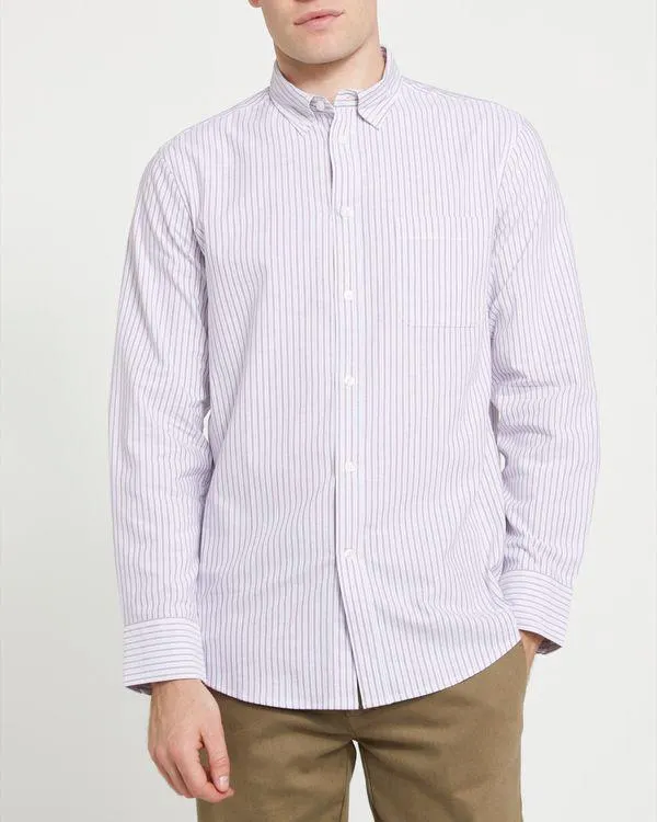 Regular Fit Long-Sleeved Oxford Stripe Shirt