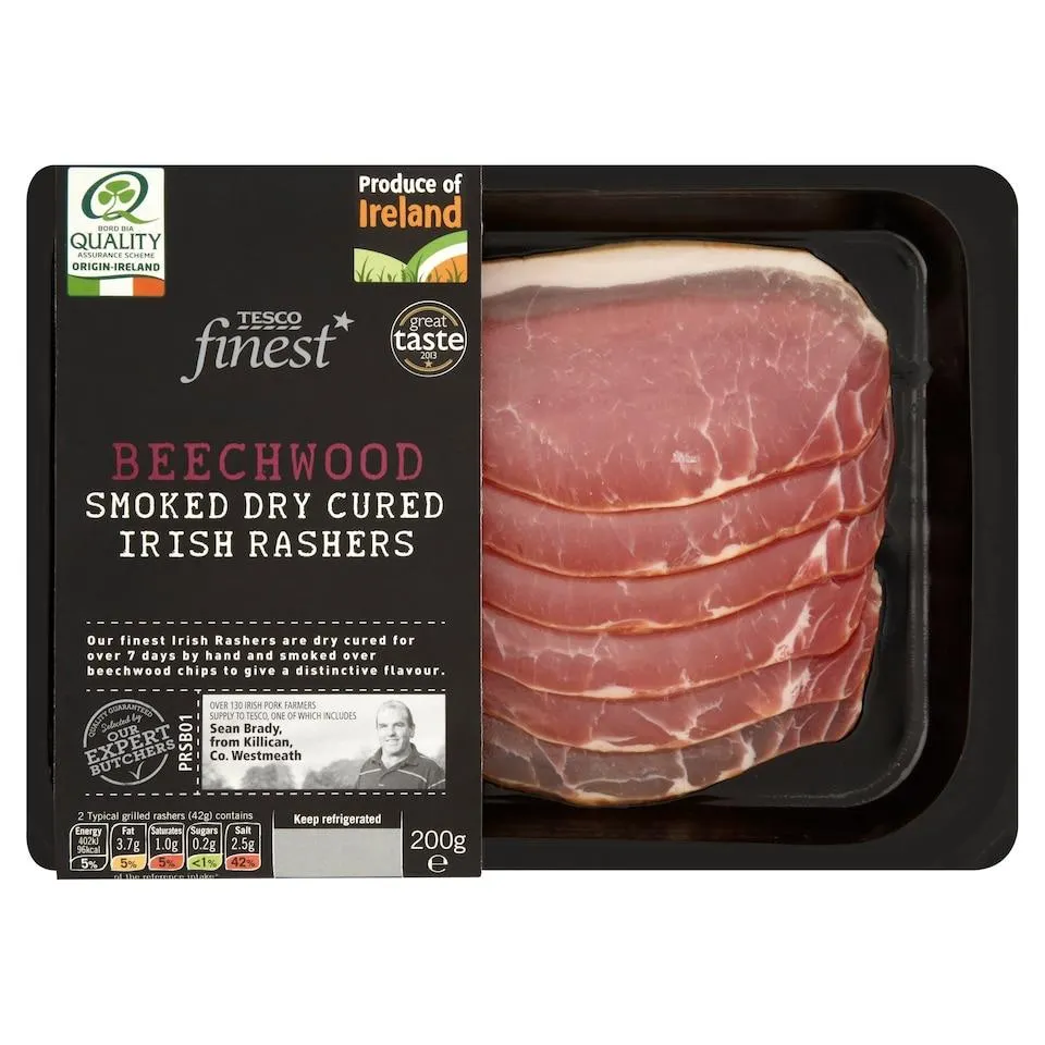 Tesco Finest Irish Smoked Dry Cure Rashers 240G