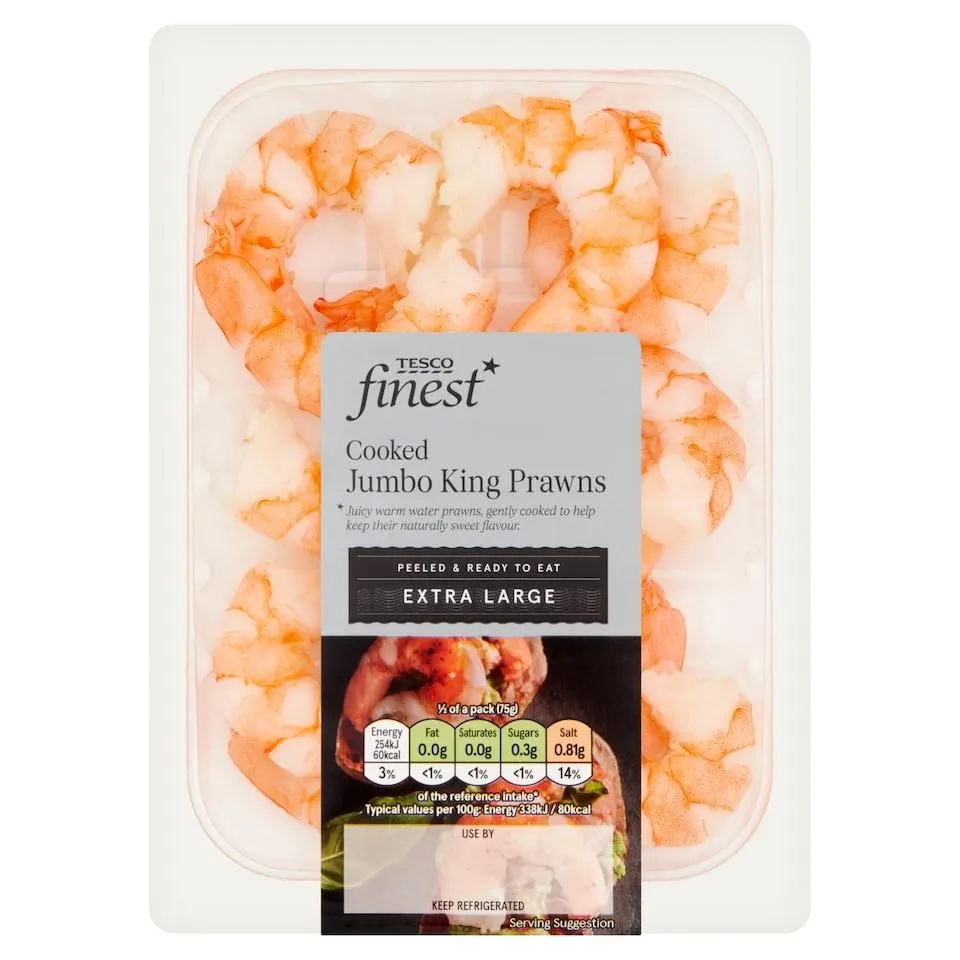 Tesco Finest Cooked & Peeled Jumbo King Prawns 150g