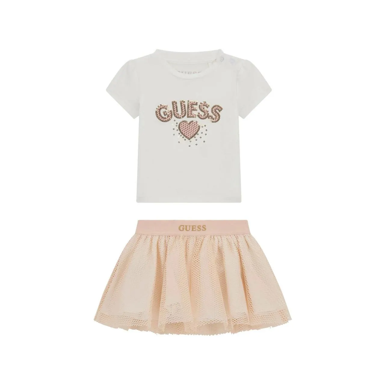 GUESS Two-Piece Sequin Logo T-Shirt & Skirt Set €50.00