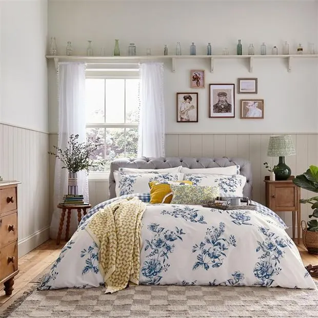 Honey Floral Duvet Cover Set Navy