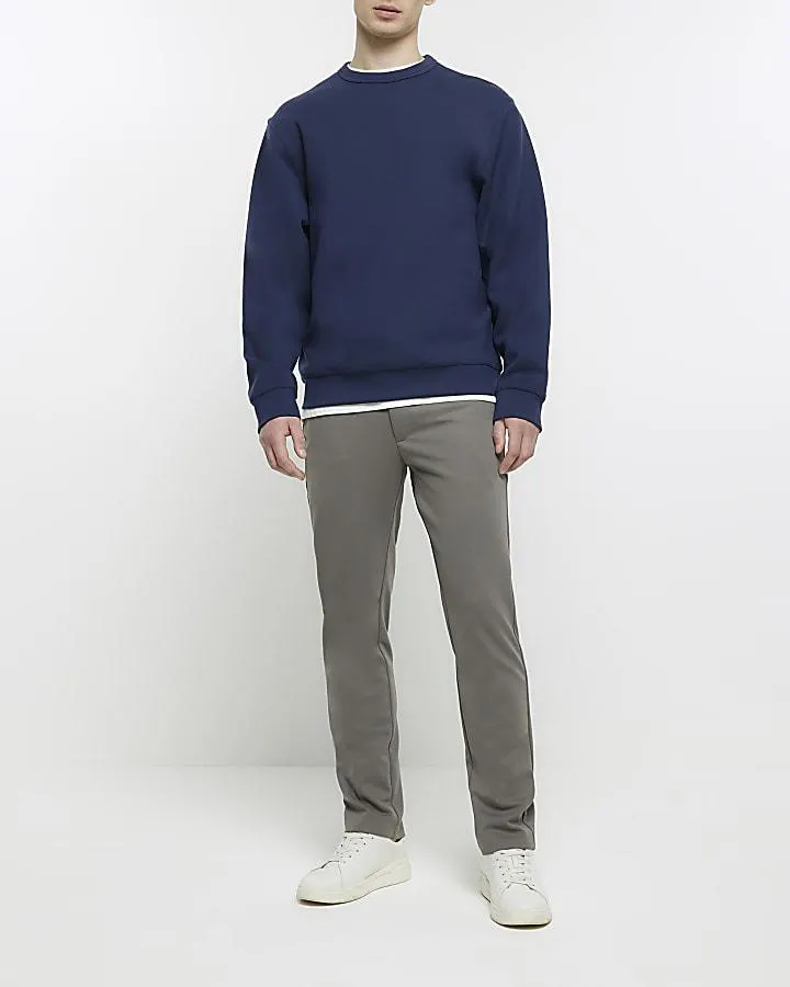 Navy regular fit neoprene smart sweatshirt