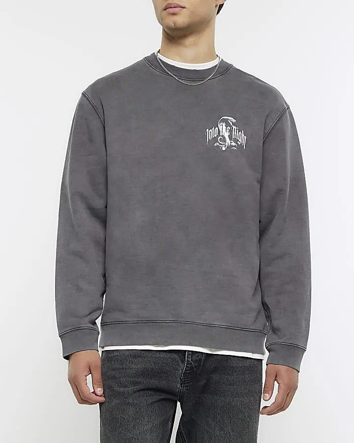 Black regular fit snake graphic sweatshirt