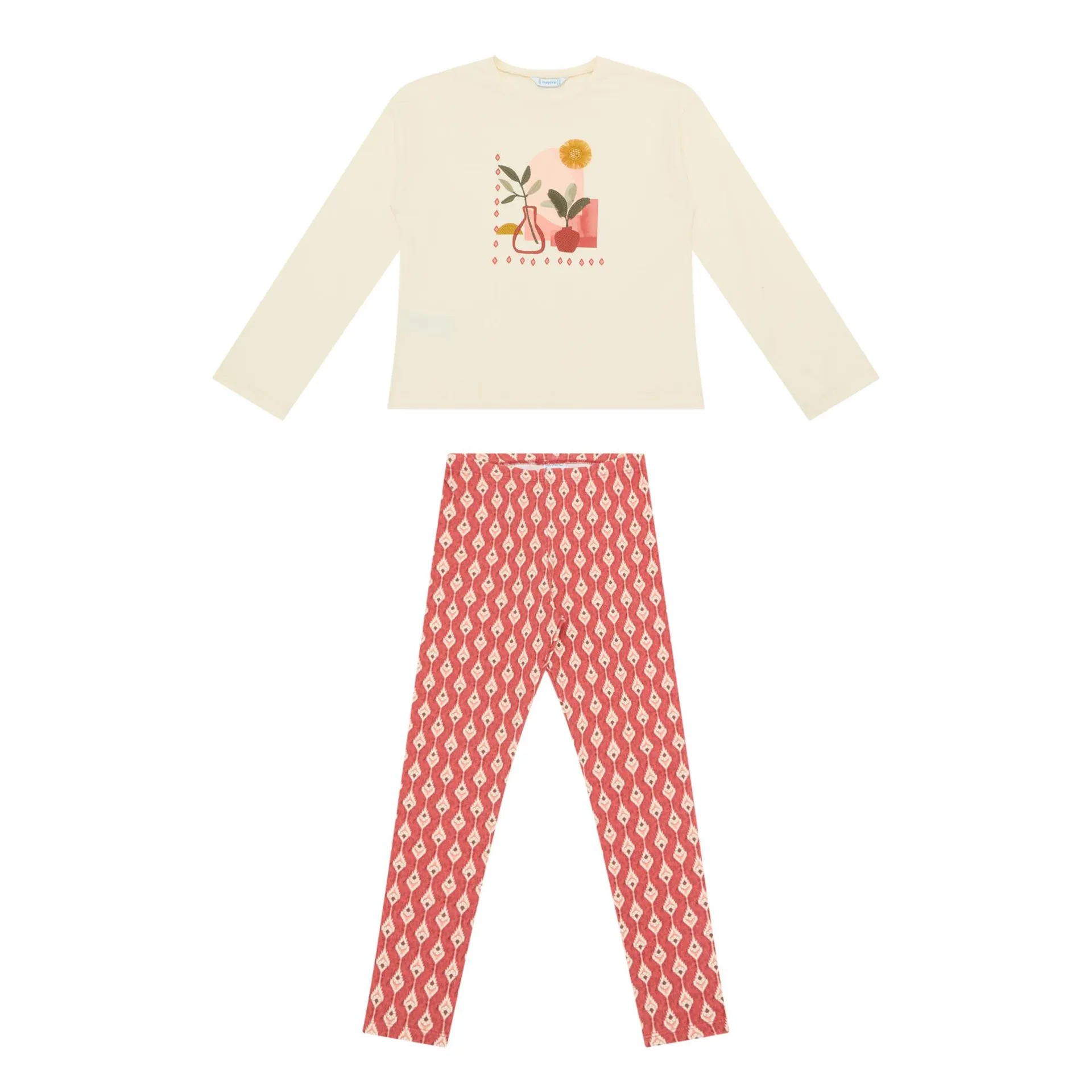 Two-Piece Plant T-Shirt & Printed Leggings Set