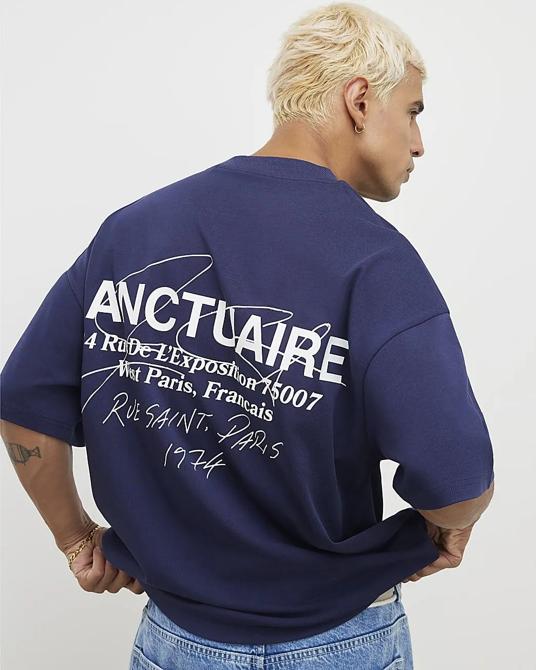 Navy Oversized Fit Sanctuaire T-Shirt