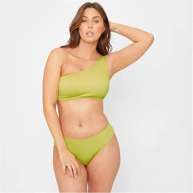 Textured One Shoulder Bikni Top