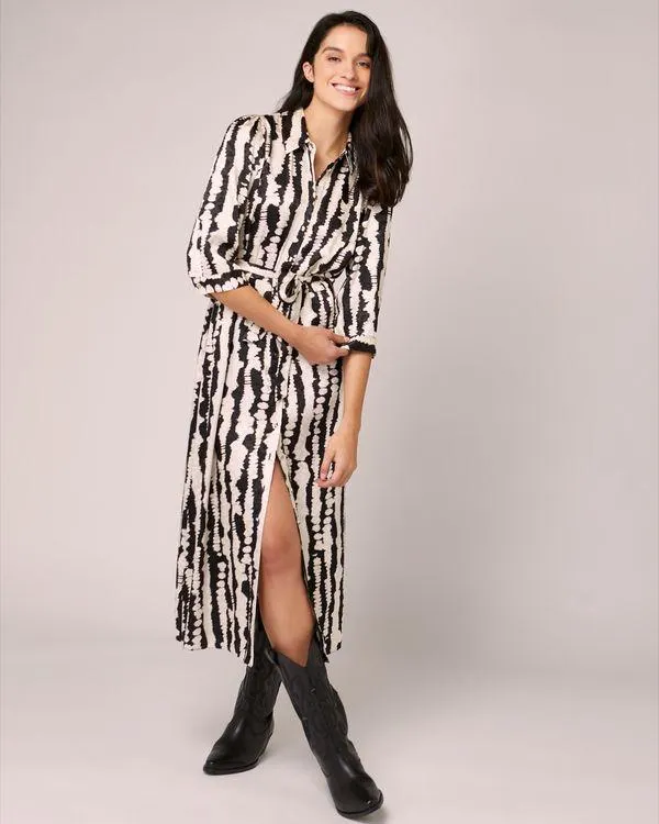 Mono Print Midi Dress