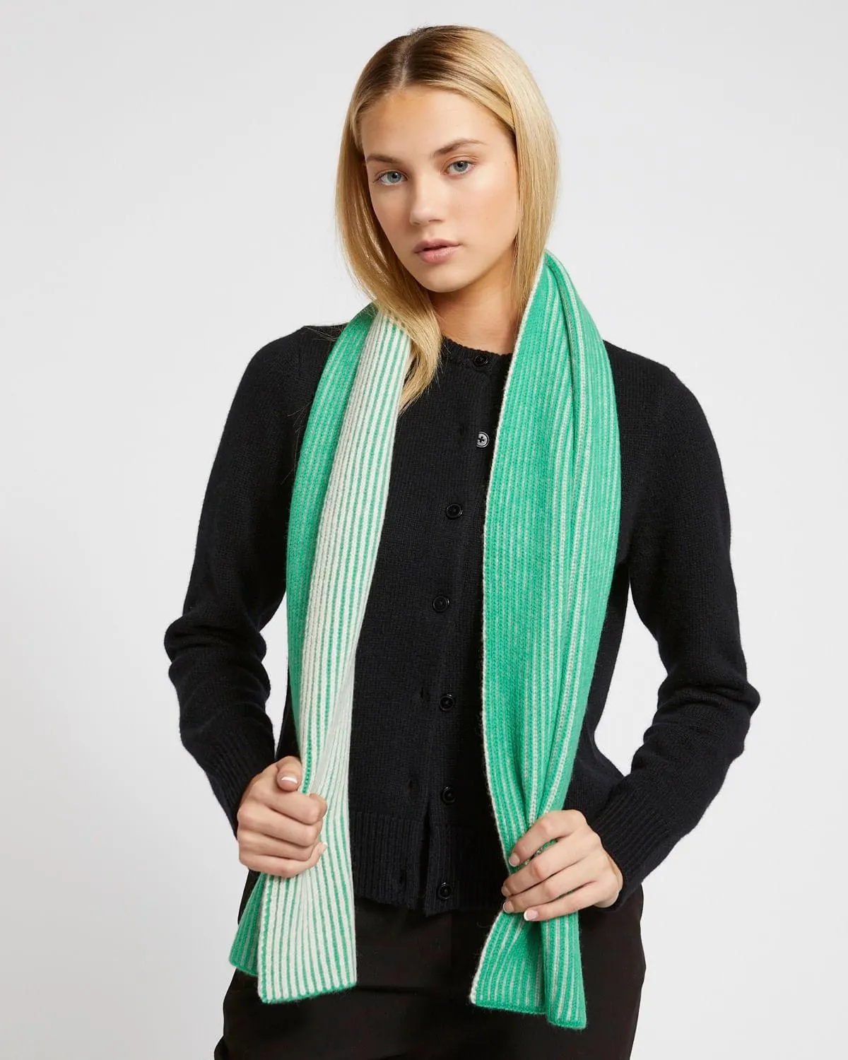 Carolyn Donnelly The Edit Contrast Rib Cashmere Blend Scarf
