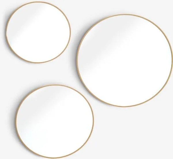 Mirror SANDAGER pack of 3 natural oak colour