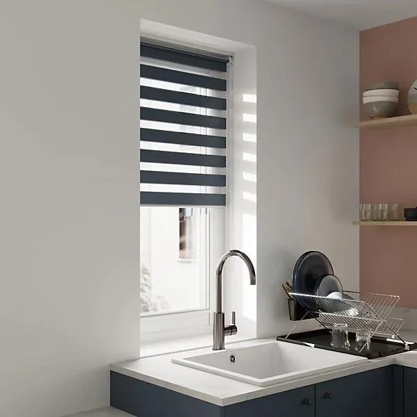 GoodHome Elin Corded Blue storm Day & night Roller Blind (W)60cm (L)180cm