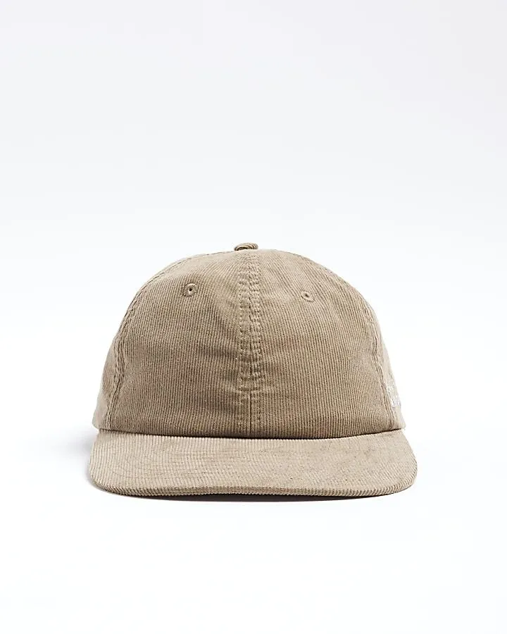 Stone corduroy flat peak cap