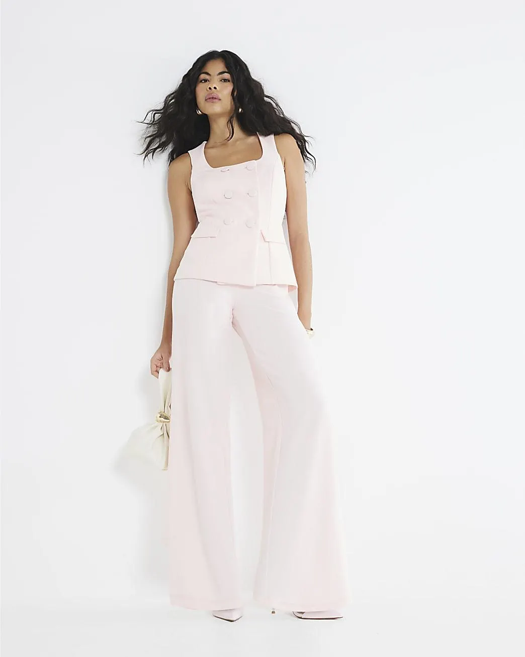 Pink Sleeveless Double Breasted Jumpsuit