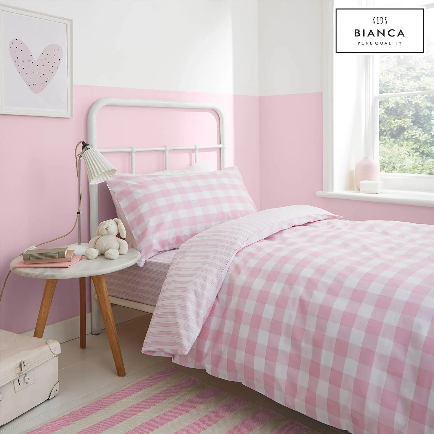 Bianca Cottonsoft Check Stripe Duvet Set Pink