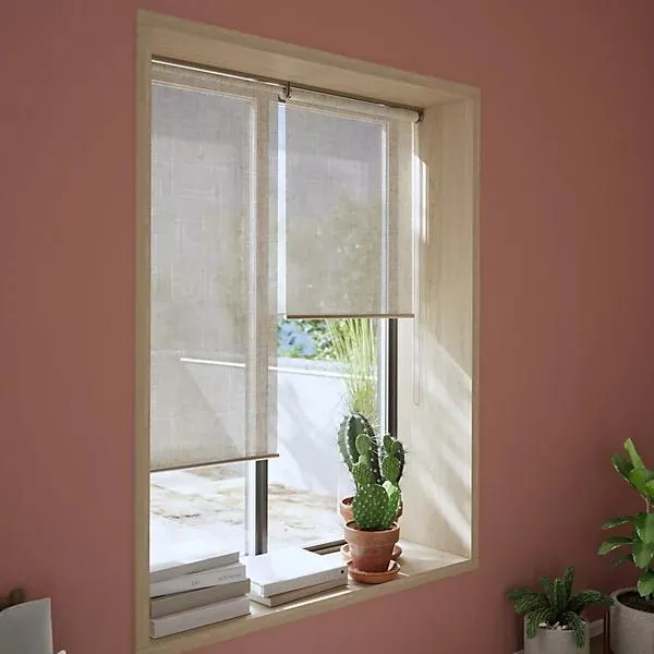 GoodHome Emini Corded Natural Sheer Roller Blind (W)60cm (L)180cm