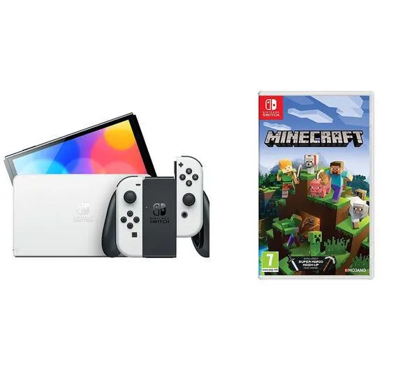 NINTENDO Switch OLED White & Minecraft Bundle