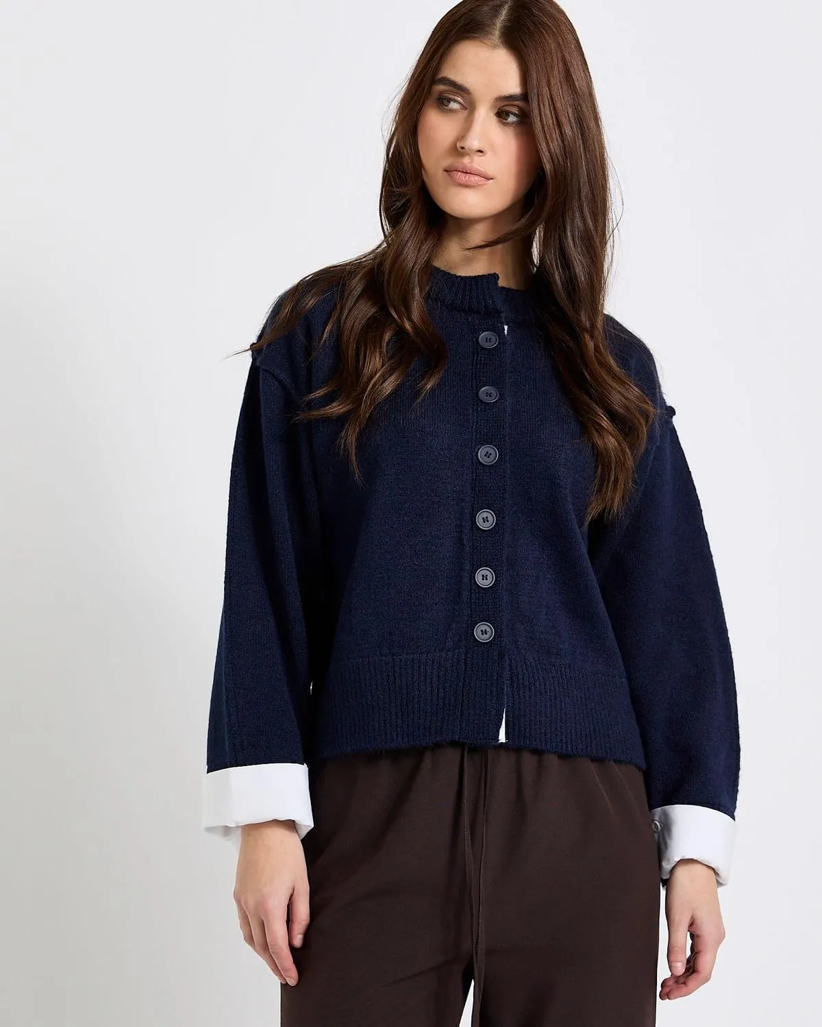 Savida Isabelle Contrast Cuff Cardigan