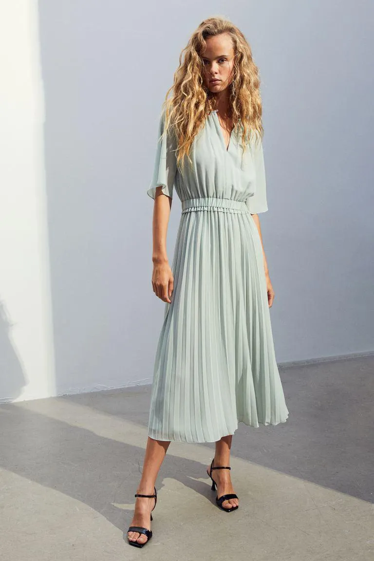Pleated chiffon dress