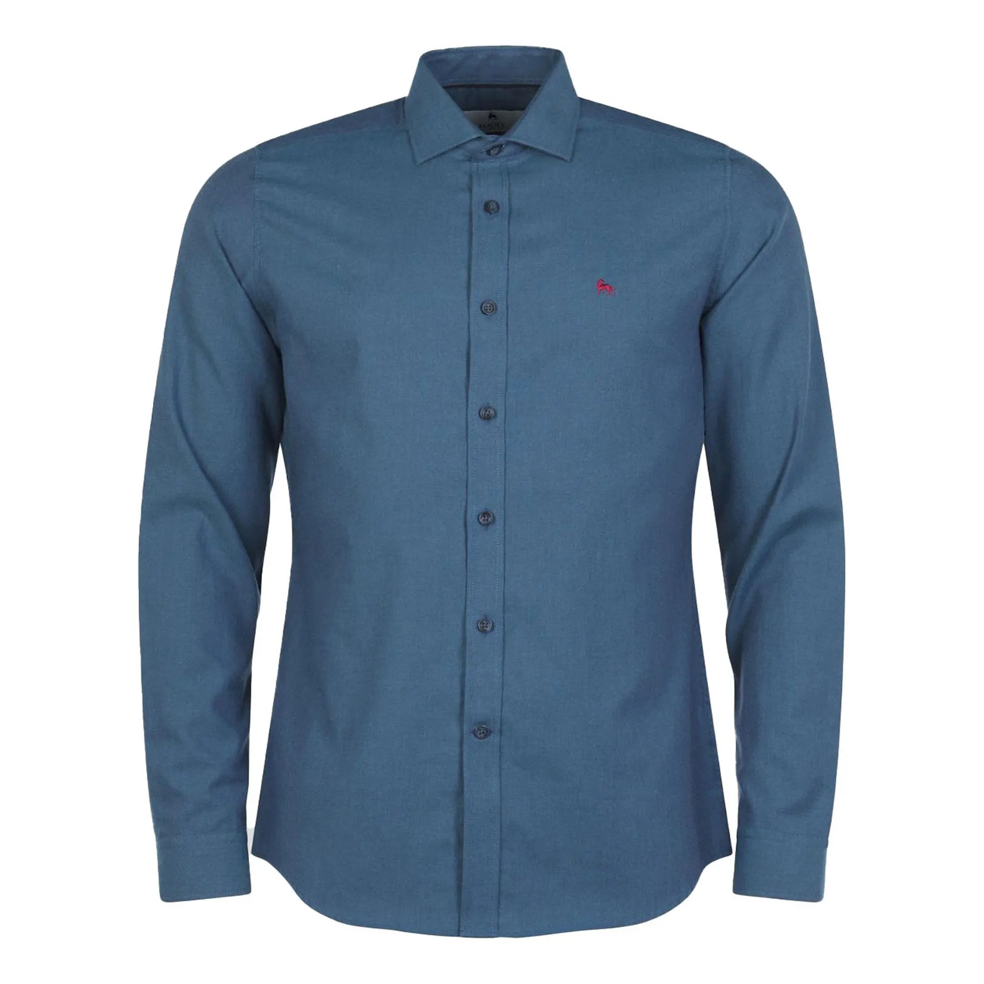 Dunross Brush Cotton Shirt in Denim Blue