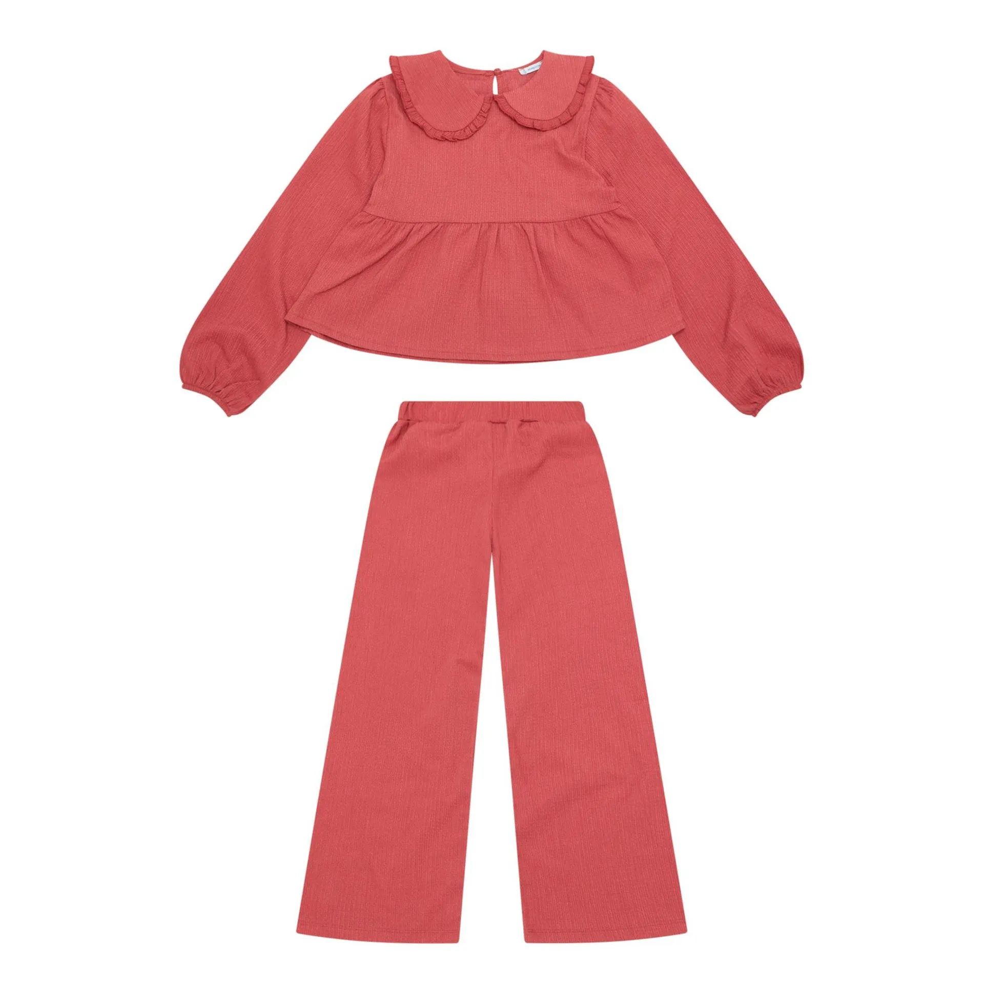 Two-Piece Frill Blouse & Trousers Set
