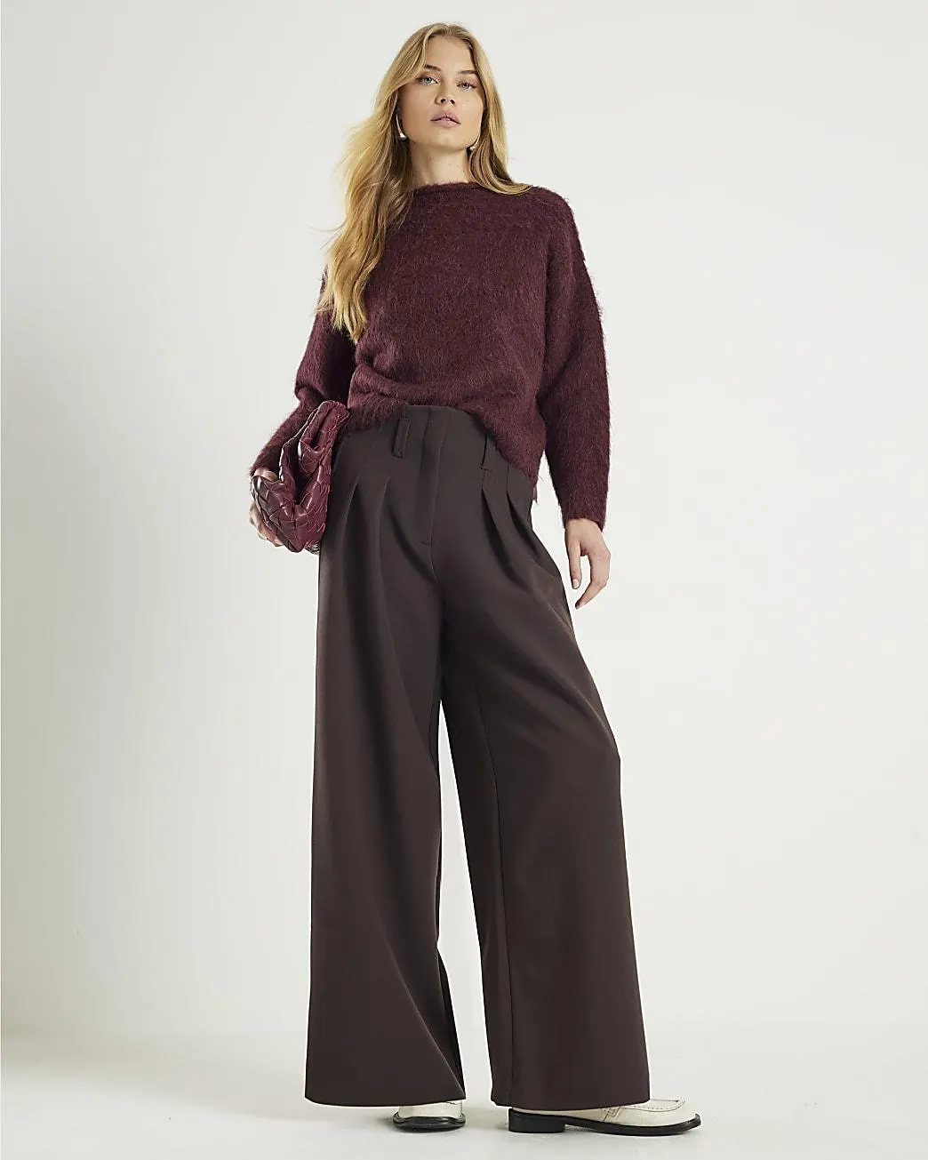Brown Ultra High Waist Wide Leg Trousers