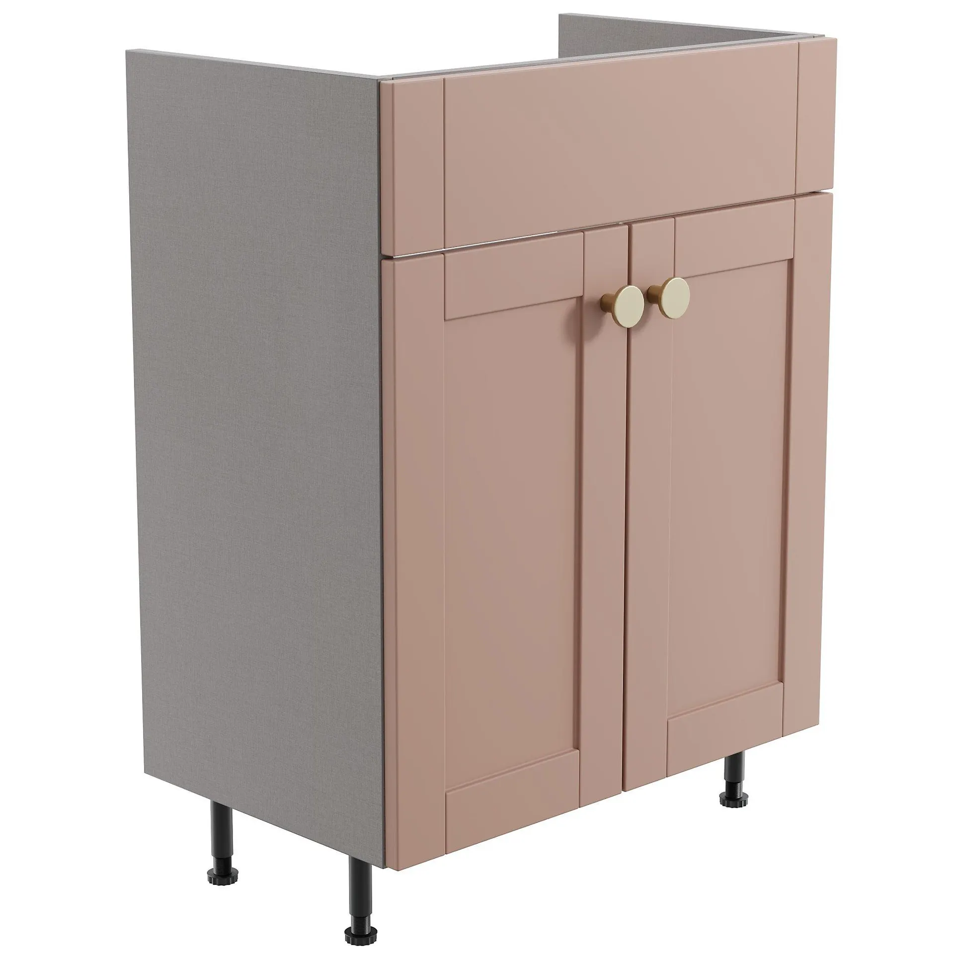 Ashford Standard Matt Dusty pink Double Freestanding Bathroom Vanity unit (H)82cm (W)60cm