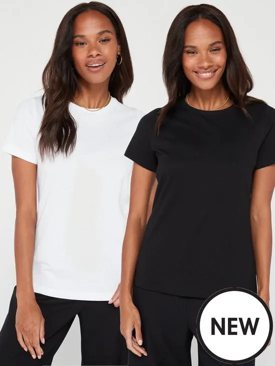 2 Pack Essential Crew Neck T-shirts - Multi