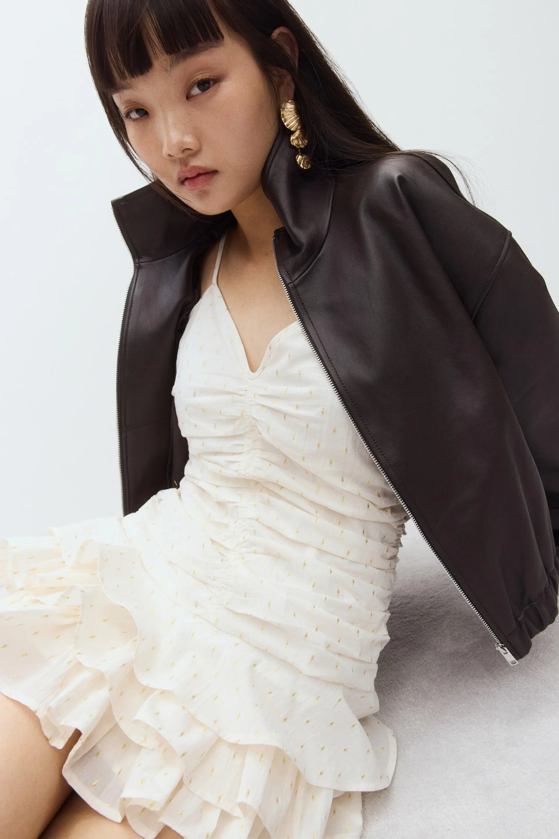 Tiered-skirt strappy dress