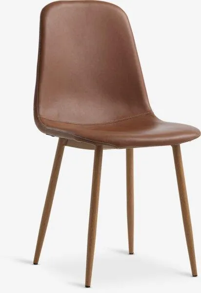 Dining chair JONSTRUP cognac faux leather/oak color