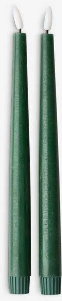 LED candle GAND H29cm 2pcs/pk dark green